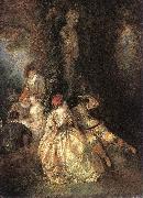 WATTEAU, Antoine Harlequin and Columbine oil painting on canvas